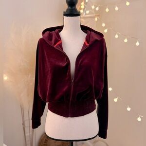 🌾 Anthropologie Velour Hooded Zip Up Jacket